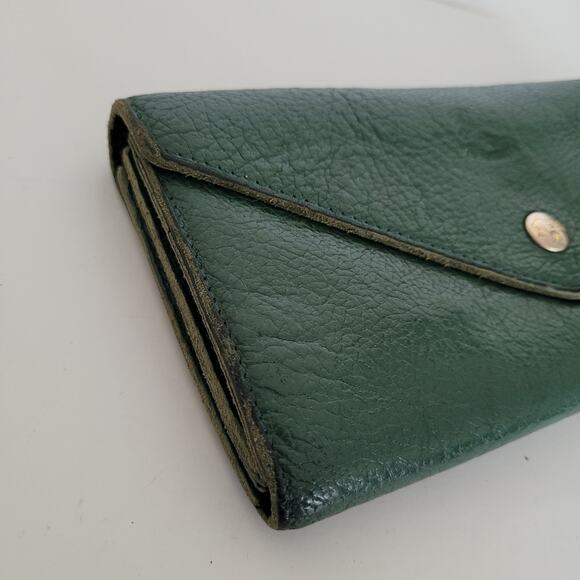 Il BISONTE Large Bill Card Wallet Green Envelope Geniue Leather Made in Italy - Picture 4 of 12